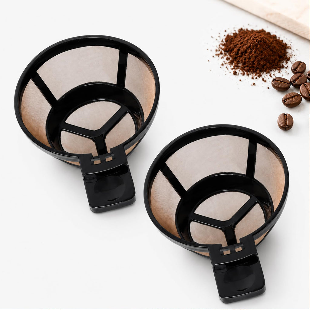 Reusable Single Serve Brew Coffee Basket Scoop,Gold Coffee Filters Replacement Compatible with Hamilton Beach 2-Way Coffee Makers 49980A, 49980Z, 47650, 49933 Accessories,Pack of 2