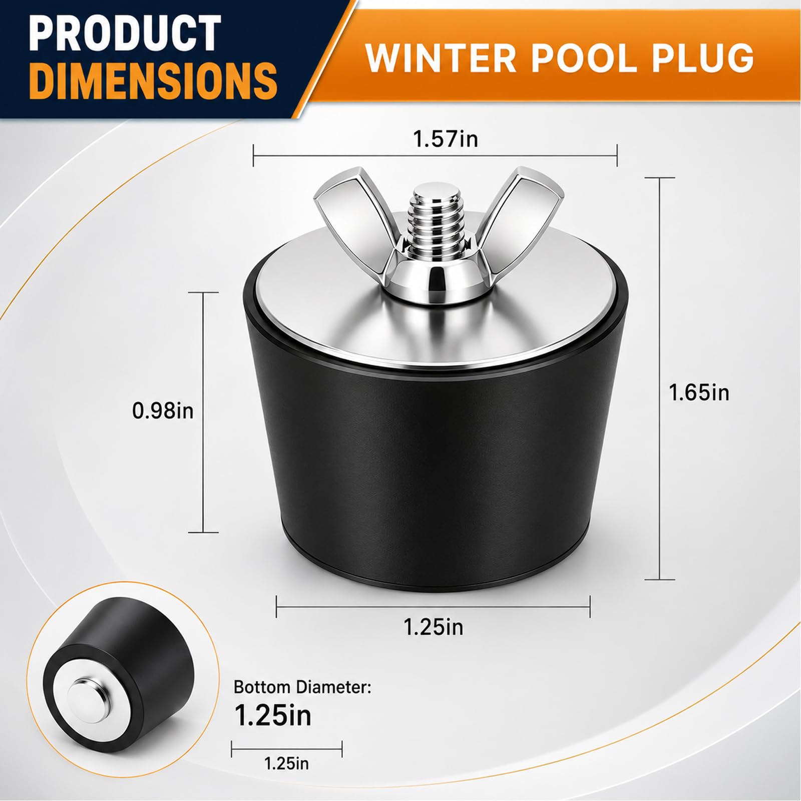 2pcs Rubber Pool Winterizing Plugs,Expansion Plug with SS Screw