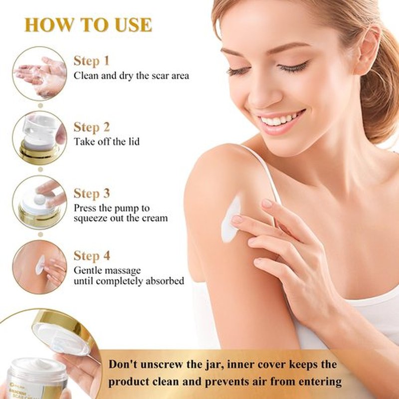 Scar Cream Silicone Scar Gel, Scar Cream for Surgical Scars, Advanced Scar Removal Cream for C-Section, Injury, Acne, Burns, Keloids, Stretch Marks, Old & New Scars, 1.85 Oz (55g)