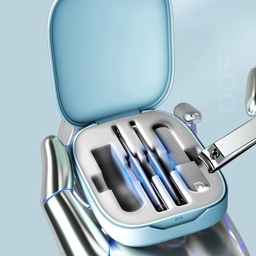 4-in-1 Nail Care Set with Storage Case - Stainless Steel Nail Clippers, Cuticle Fork, Ear Pick, and Nail File - Travel Nail Cutter Kit for Men and Women - White