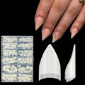 BXKM 504 Pcs Short Stiletto Nail Tips, 12 Sizes Pre-shape Gel Acrylic Clear Half Cover Fake Nail Tips for Extension Home DIY Salon