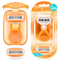 DreamGenius Travel Razors for Women Include 1 Handle 2 Cartridges, Orange