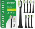 Brushmo Whitening Toothbrush Heads - Compatible with Philips Sonicare DiamondClean HX6062/65 | 8 Pack, Black