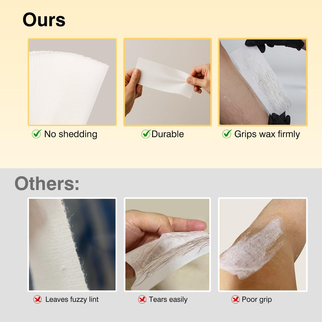 Waxers 100PCS Wax Strips for Hair Removal Non Woven Soft Waxing Paper for Body Face & Bikini Line DIY Size for Women Men at Home & Salon