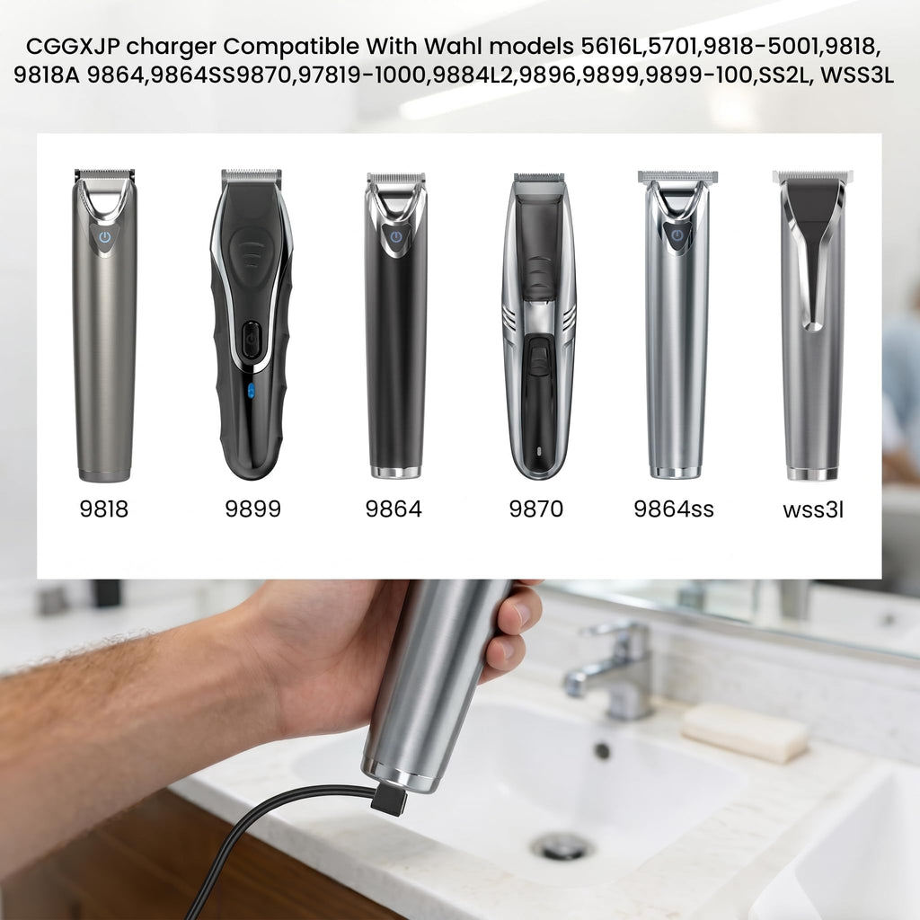 CGGXJP 5V Charger Compatible with Wahl Trimmer Models 9864SS, SS2L, WSS3L, 9818A, 5616L, 5701, 9864, 9870, 9884L2, 9896, 9899, 9898, 5618-100, 3026018, 5708 Lithium Ion Beard Shaver Trimmer Cord