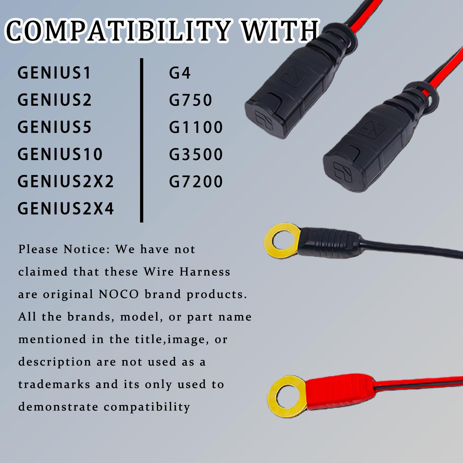 GC004 + GC008 X-Connect Combo Fit for NOCO Battery Chargers Accessories M10 (3/8in) XL Eyelet Terminal, Replacement NOCO Battery Connector Smart Batteries Trickle Charger Extension Cable