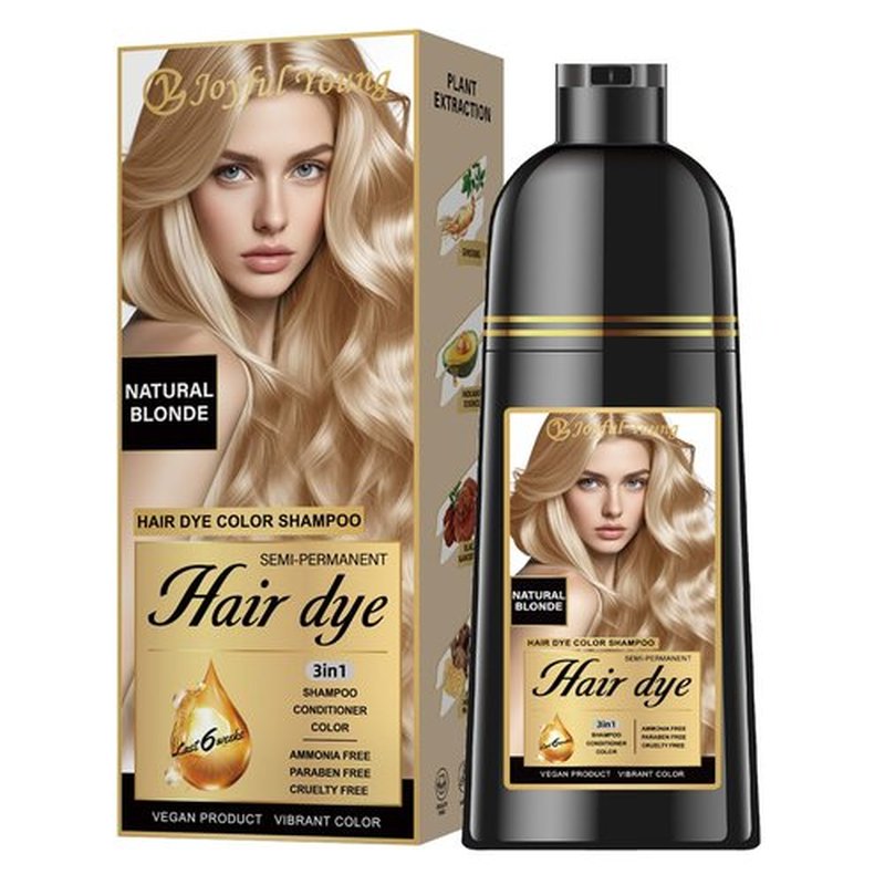 Joyful Young Hair Dye Shampoo - 3-in-1 Natural Blonde Gray Coverage | Vegan & Ammonia-Free