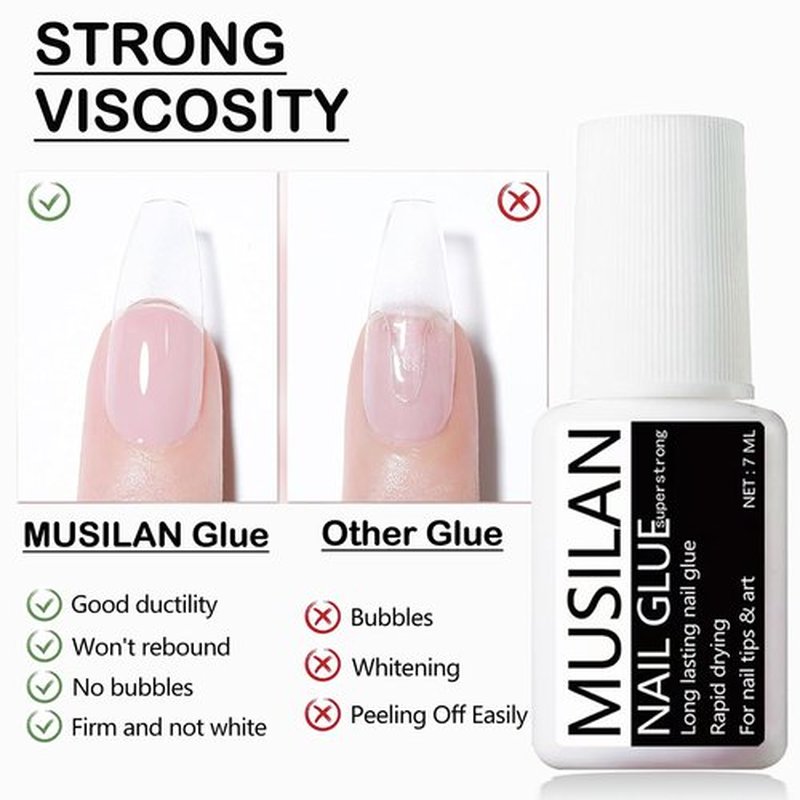Nail Glue for Press On Nails, Nail Tips and Acrylic Nails (28ml) Super Strong Long Lasting Nail Bond Adhesive Gel Nail Glue Brush On Nail Glue for Acrylics Glue On Nails Fake Nails with Brush