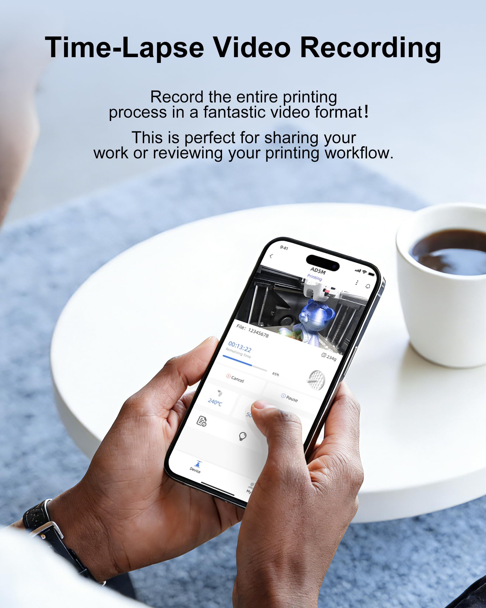 3D Printer Camera Kit Compatible with AD5X Adventurer 5M/5M Pro 3D Printers, Real-Time Remote Monitoring Time-Lapse Recording Compatible with Flash Maker App, 3D Printer Accessory for Adventure 5X