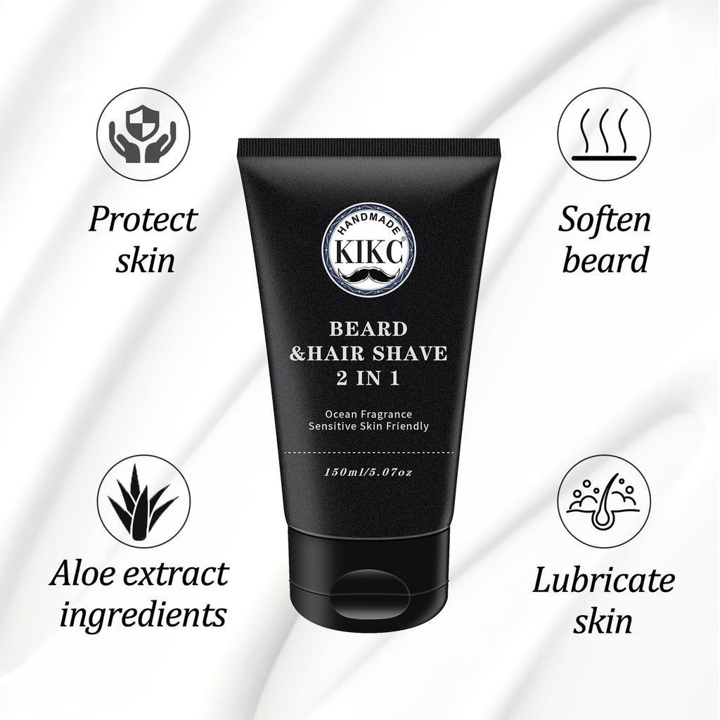 KIKC Shaving Soap and Shaving Cream Kit,Goat Milk Scent Shave Soap for Men,Shave Cream with Ocean Fragrance, a 3.5oz Soap, a 2 in 1 Shave Cream 150ml for Wet Shaving
