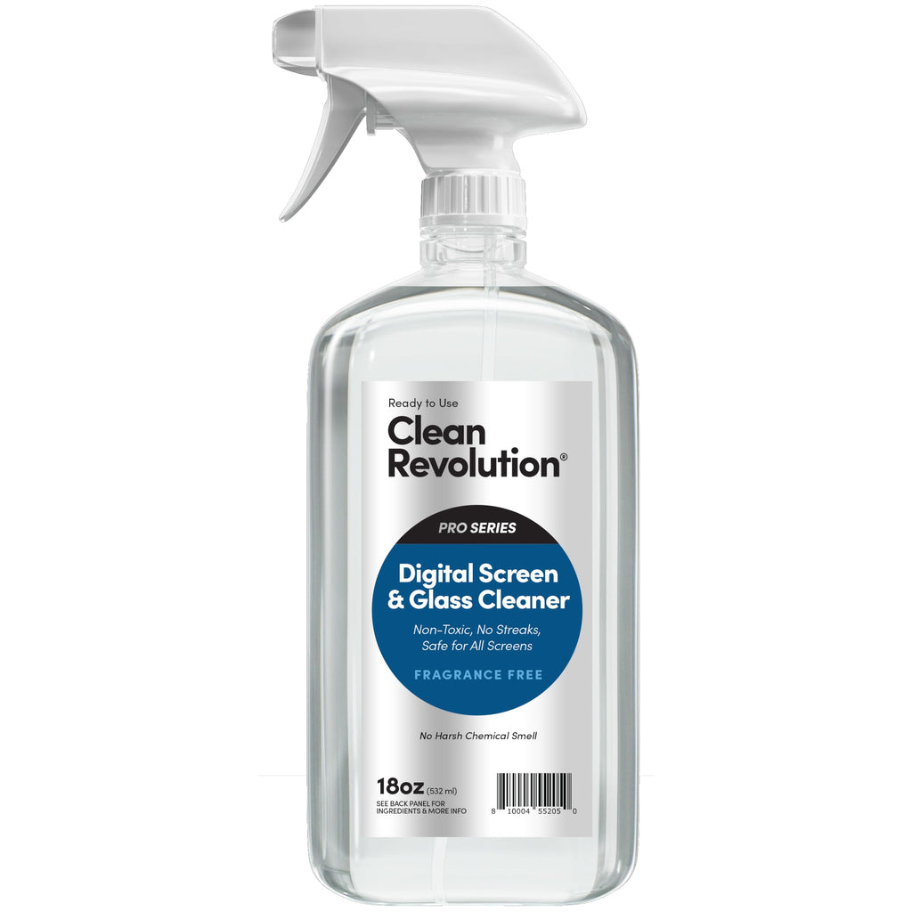 Clean Revolution Pro Digital Screen and Glass Cleaner, Spray and Wipe TV Screens, Computers, Mirrors and Windows: Non-Toxic, No Harsh Chemicals or Odors. Unscented, 18 oz (Pack of 1) - Made in USA