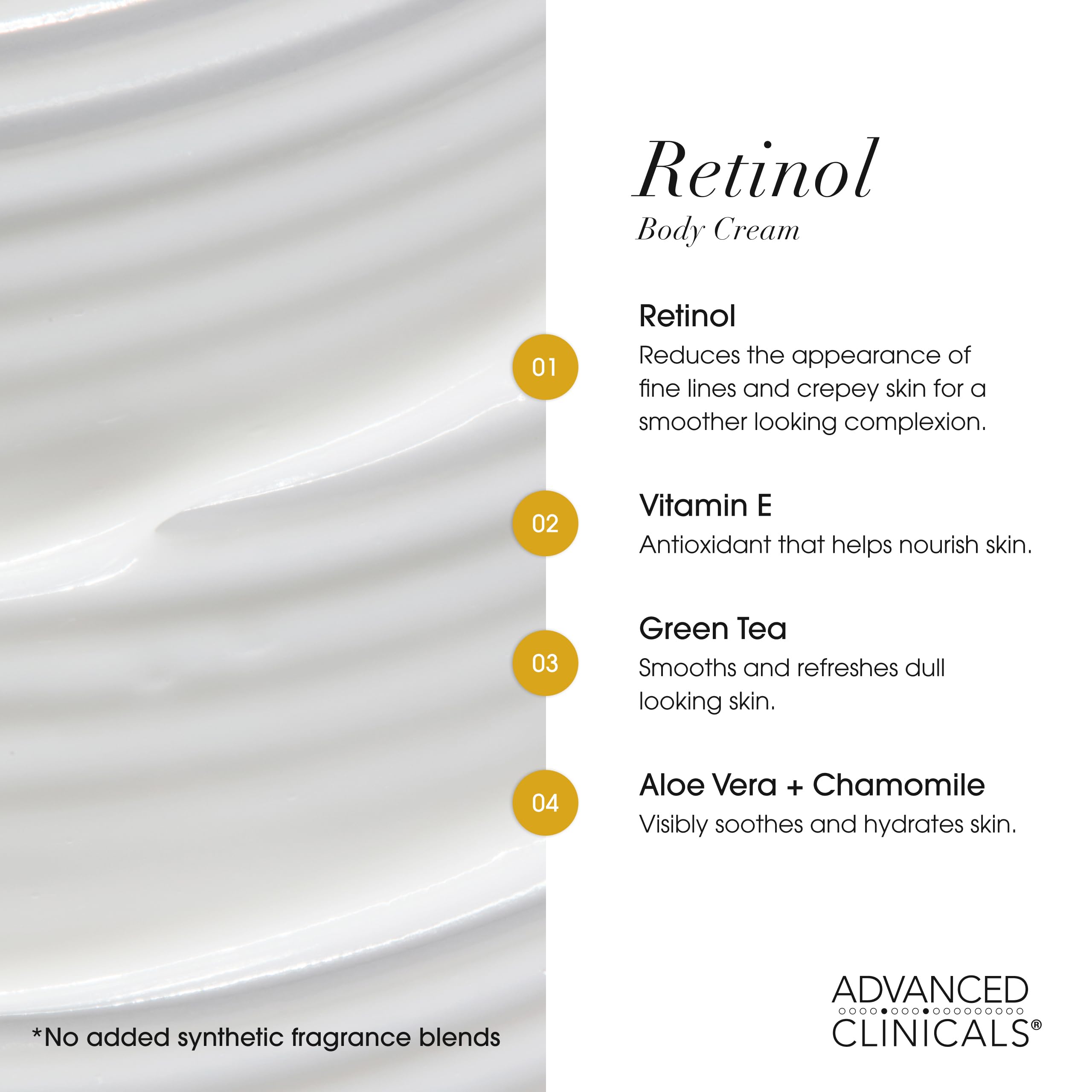 Advanced Clinicals Retinol Body Cream Moisturizer + Exfoliating 10% Glycolic Acid & Lactic Acid Lotion 2PC Skincare Set For Women & Men To Reduce Appearance Of Crepey Skin & Uneven Rough Skin Texture