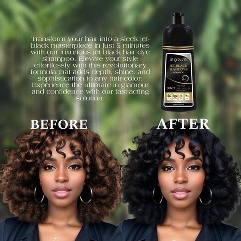 JE Quality Jet Black Hair Dye Shampoo, 17.6 Fl Oz (Pack of 1)