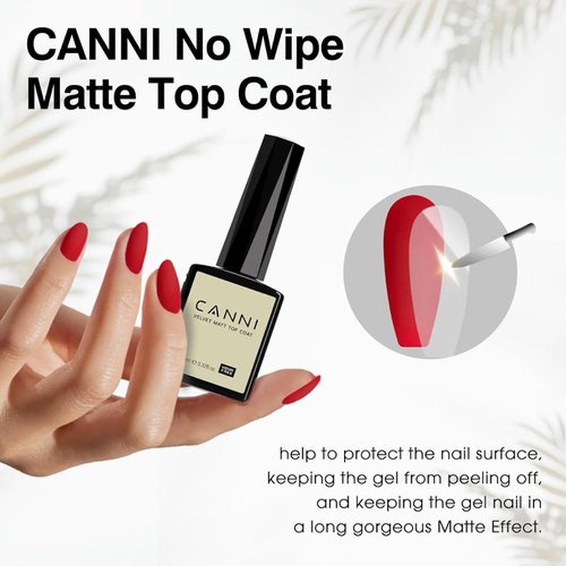 CANNI Matte Top Gel Nail Polish - Long-Lasting 9ML Soak Off UV LED Gel for DIY Nail Art