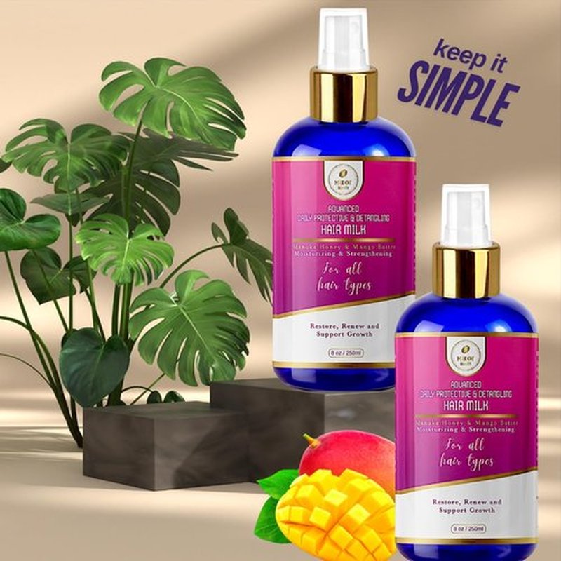 Advanced Daily Protective & Detangling Hair Milk | Nourishing Organic Leave-In Conditioning Repair and Renew Dry and damaged hair. Reduce Breakage and Support Hair Growth. 8 fl oz