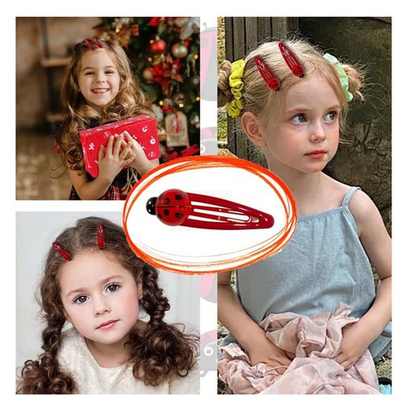 Kesvila 20 Pcs Ladybug Hair Clips, Animal Hair Clips for Girls and Women, Girl Hair Accessories, Snap Barrettes, 5cm/1.96inch, 20 Piece