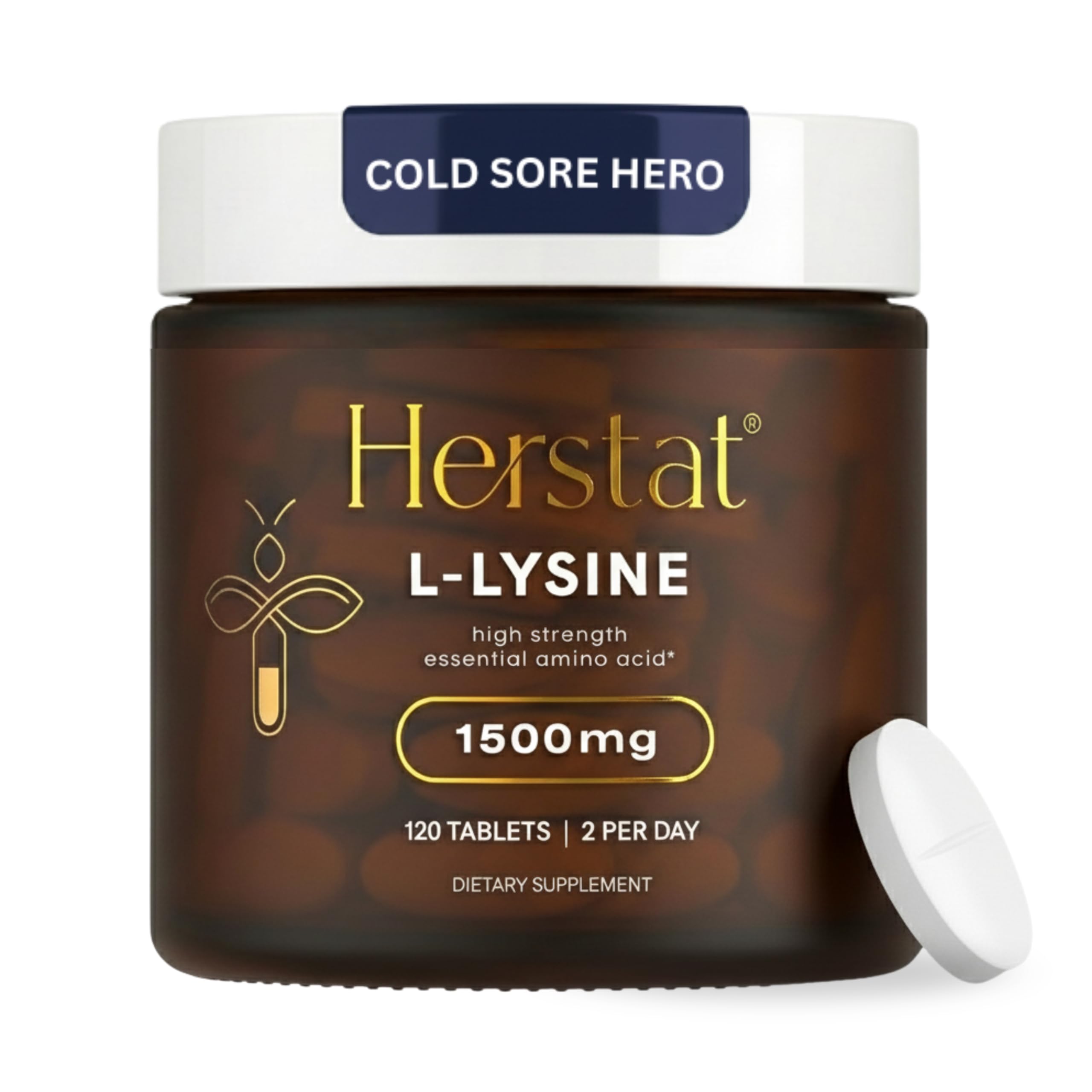 Herstat L-Lysine 1500mg | High Potency Essential Amino Acid, Vegetable Tablets, 120ct