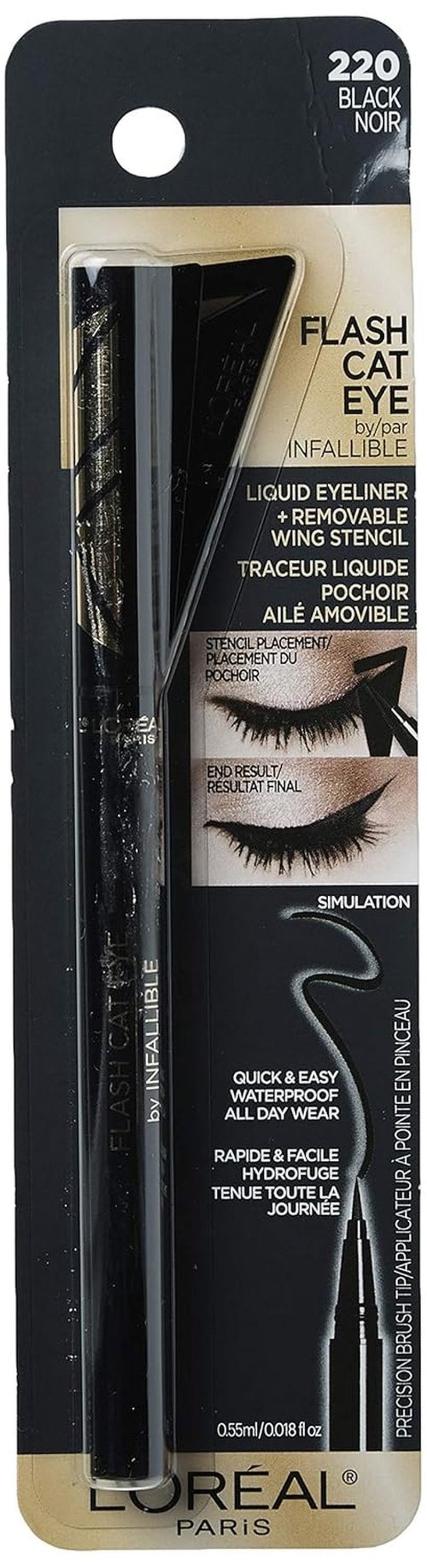 L'Oreal Paris Infallible Waterproof Liquid Eyeliner - Flash Cat Eye, Black, 0.44 oz.