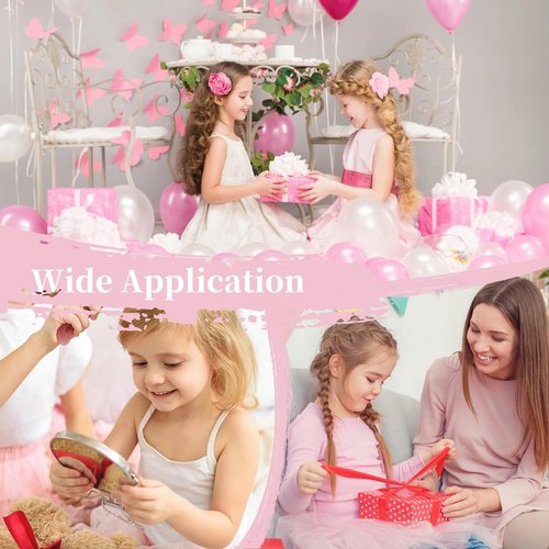Tideme 48 Pcs Pink Party Favors, Pink Makeup Party Supplies, Including Hair Brushes, Elastic Scrunchies, Pocket Cosmetic Mirrors, and Organza Bags, Makeup Brush Accessories (48PCS)