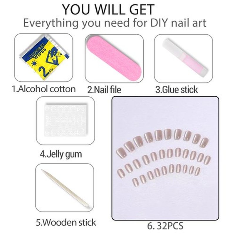 Short Square Press On Nails - Crystal Stone Cat's Eye Press On Nails Short Fake Nails with Nail Glue, Artificial Nails 16 Sizes - 32Pcs Reusable Soft Gel False Nails Tips Kit,Stick On Nails for Women