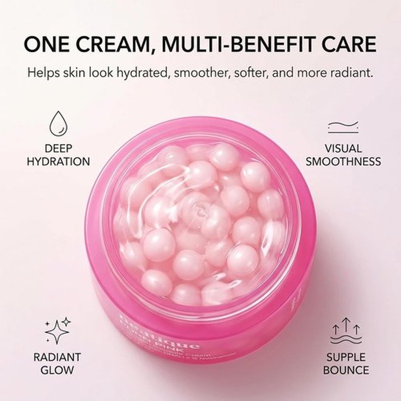 PDRN Capsule Cream - Firming & Hydrating Face Moisturizer with 6% Niacinamide | 2.13 oz Pink Cream for Plump, Smooth Skin