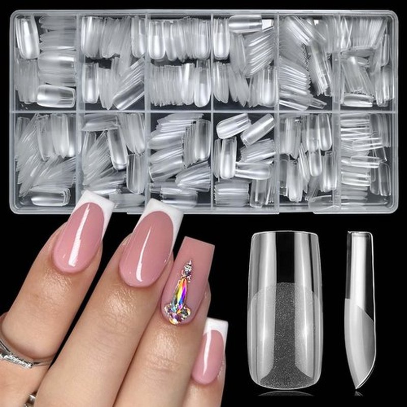 LuckyAttic 600pc Medium Square Fake Nails Clear Press on Nails Medium Gel Nail Tips Square Full Cover False Nail Artificial Fingernail Clear Soft Gel Nail Tip for Acrylic Nail Extension