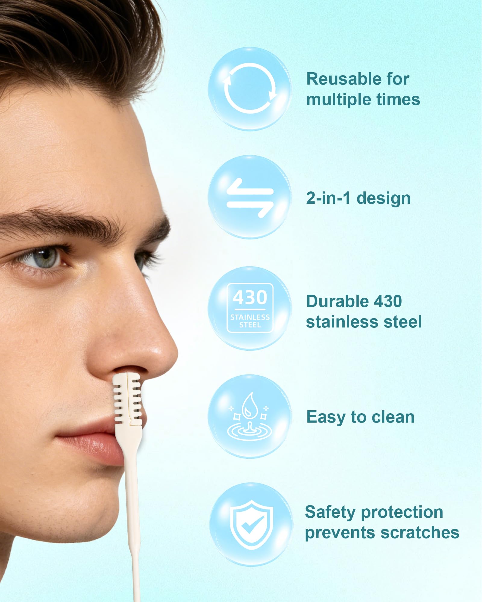 OZWLZV 20PCS Nose Hair Trimmer for Men & Women, 2-in-1 Nasal Hair Cutter, Manual & Portable Nose Trimmer, Double Sided Nose Hair Cutter, Nose Hair Remover with Cleaning Brush, Nose Razor