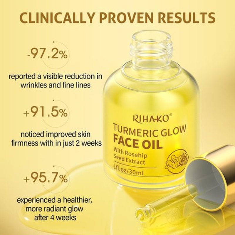 RIHAKO Easter Gifts for Women Turmeric Rosehip Face Oil for Gua Sha – Facial Lymphatic Drainage Oil for Gua Sha Tools, Hydrating Anti-Aging Oil Reduces Fine Lines & Wrinkles, Boosts Radiance