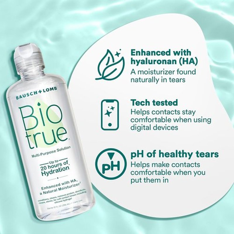 Biotrue Multi-Purpose Contact Lens Solution - Cleans, Hydrates & Disinfects | 10 Fl Oz (Pack of 2)