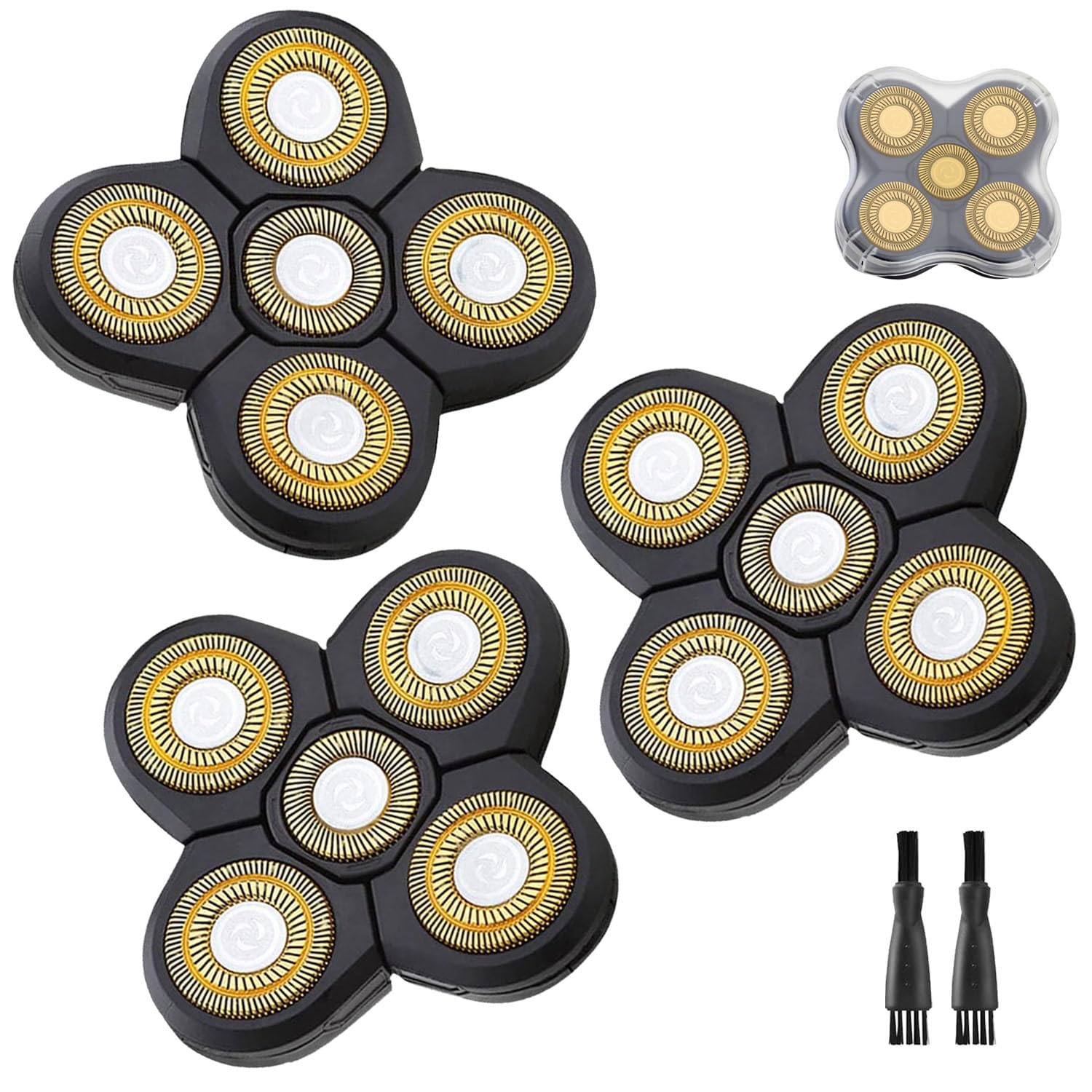 3 PCS Universal 5 Blades Head Shaver Replacement heads for Freebird Head shaver and Other Brand shaver Black