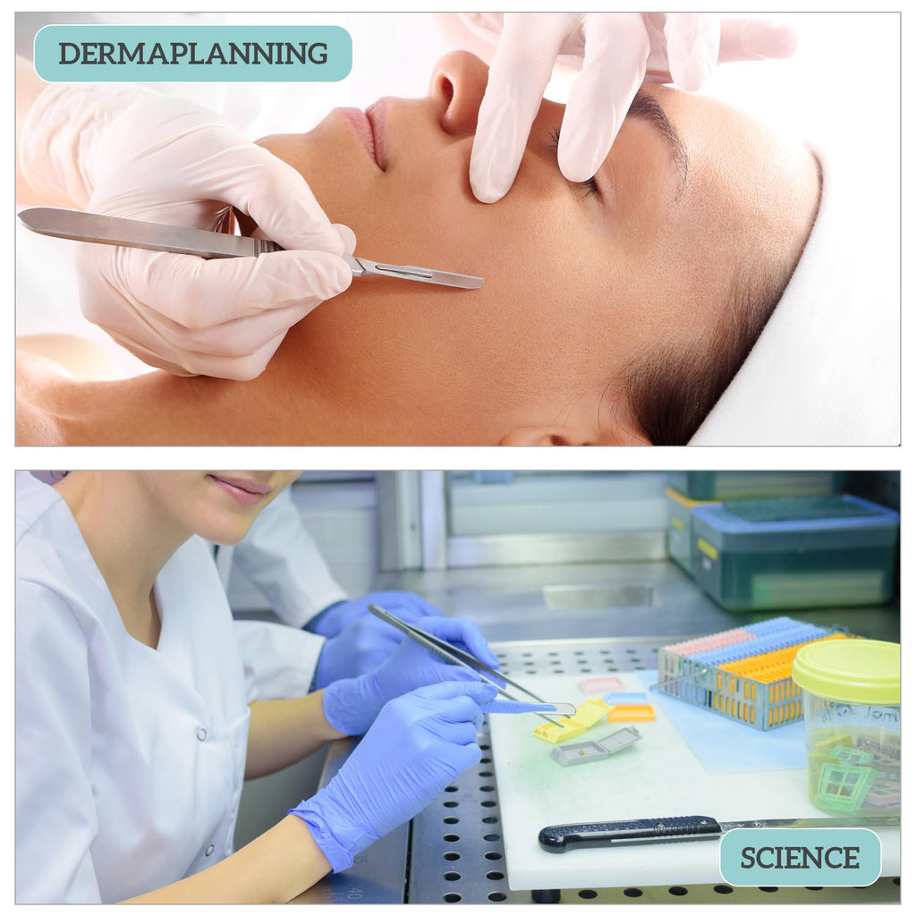 10R Dermaplaning Blades, Stainless Steel Precision Blades for Facial Exfoliation, Individually Wrapped Single-Use Blades, Compatible with No.3 & No.5 Handles (Box of 100)
