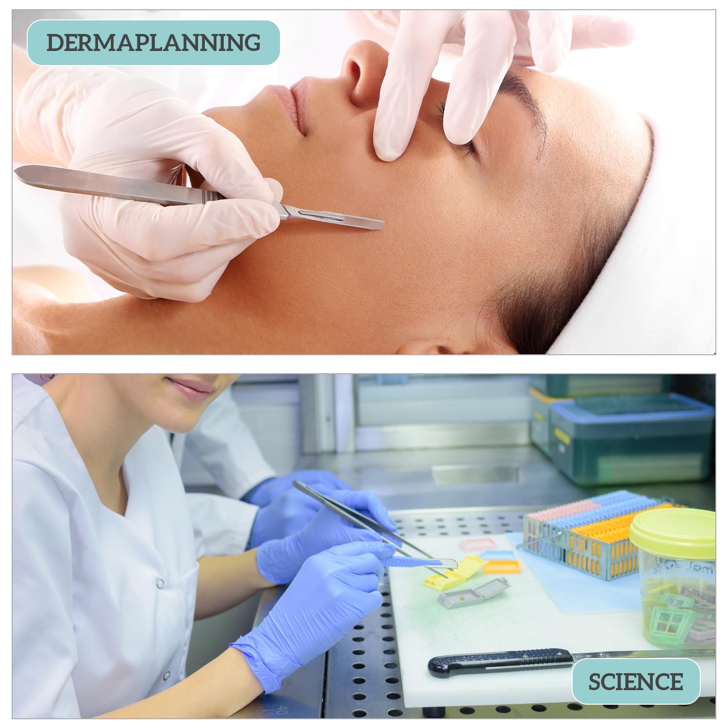 10R Dermaplaning Blades, Stainless Steel Precision Blades for Facial Exfoliation, Individually Wrapped Single-Use Blades, Compatible with No.3 & No.5 Handles (Box of 100)