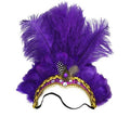 Goenb Mardi Gras Headband, Mardi Gras Headband for Women Showgirl Carnival Feather Headpiece for Hawaii Costume Party (Purple)