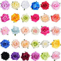Lnrueg 30 Pack Artificial Rose Flower Hair Clips for Women, 4 Inch Large Flower Claw Clips for Thick Hair, Hair Accessories for Wedding
