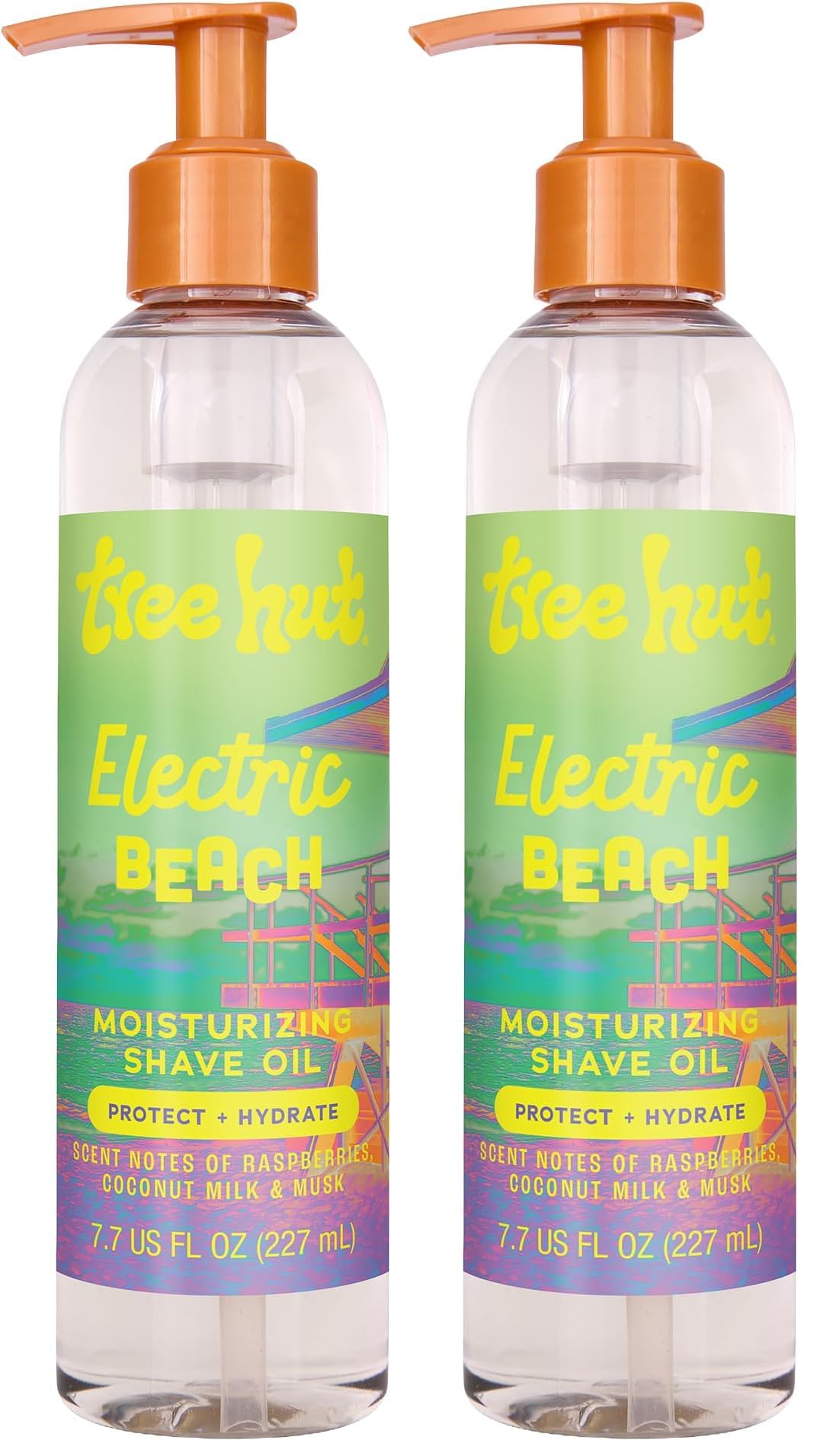 Tree Hut Electric Beach Moisturizing Shave Oil, Hydrating Gel-to-Oil Formula for a Close, Smooth Shave, Made with Shea Butter, For All Skin Types, 7.7 fl oz (Pack of 2)