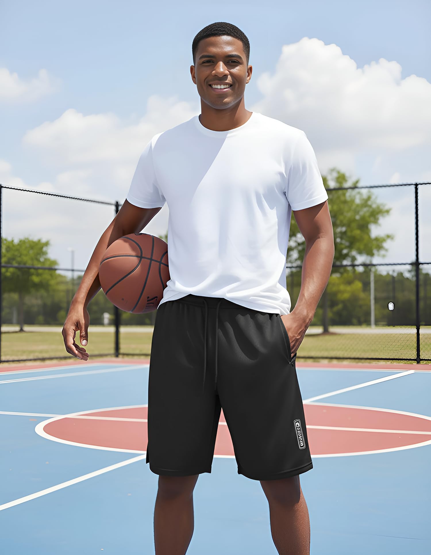 CANGHPGIN Men's Basketball Shorts 9" Mesh Quick Dry Lightweight Athletic Gym Workout Shorts with Zipper Pockets Drawstring