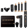 6 in 1 Hair Dryer Brush, Foldable Blow Dryer Brush with Air Styler Curler Wrap, Detachable Hot Air Brush Dry,Volumize, Straight,Curl, Negative Ion Brush Blow Dryer with Diffuser, Hair Styler Tools