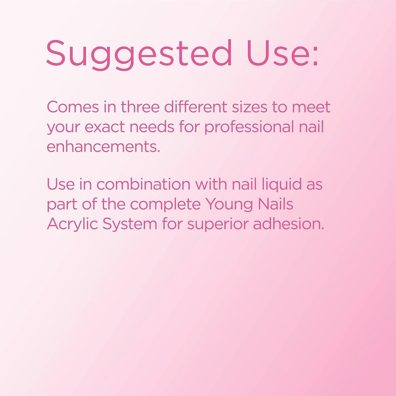 Young Nails Acrylic Core Powder - Self-Leveling Professional Grade Nail Powder | Clear, Nude, Pink, White - 85g