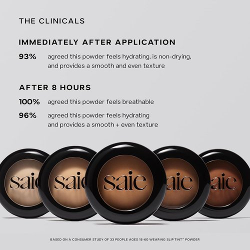Saie Slip Tint Baked Setting Powder - Translucent Face Makeup for a Natural Radiant Finish | Blurs & Brightens - Light to Medium (0.24 oz)