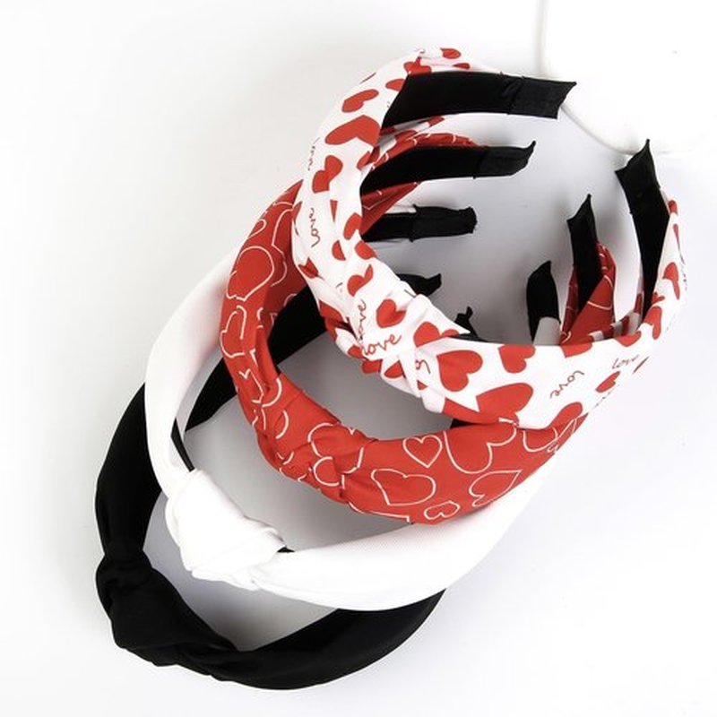 Huachi Valentine's Day Headbands for Women Girls Heart Headbands Non Slip Cute Knotted Headband Fashion Women Head Bands for Hair Wide Top Knot Hairband for Women's Hair Accessories