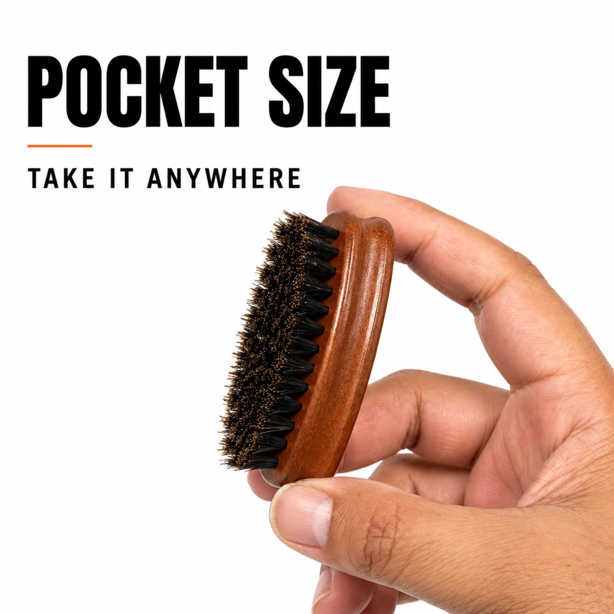 Gents Wood Small Travel Beard Brush - Natural Boar Bristles with Wooden Grooved Handle Mini Size Portable (Small, 3, Count)