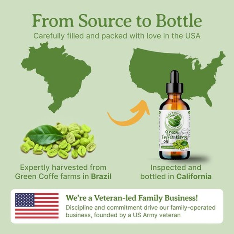 Bella Terra Oils - Green Coffee Bean Oil 8 oz - Celebrating the Aromatic Intensity of Green Oil, Filled with Essential Nutrients for a Refreshed Look
