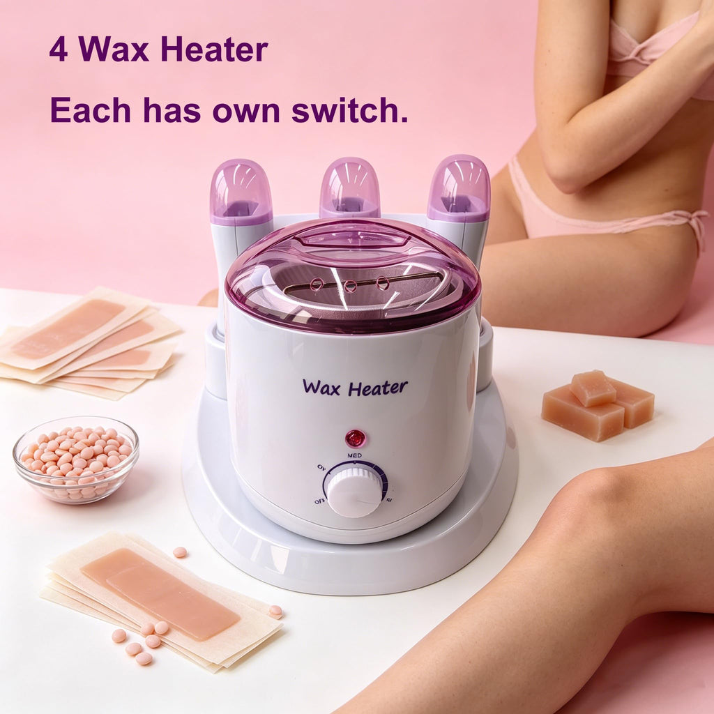 JOJOCOSMO 4 IN 1 Professional 800CC Wax Warmer + 3×100G Roll On Wax Machine with Independent Switches, Wax Warmer for Hair Removal, Depilatory Wax Heater Waxing Kit for women