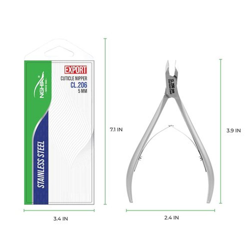NGHIA Professional Cuticle Nipper CL-206 | Stainless Steel (5MM) | Salon Quality & Surgical Grade | Precision Cuticle Trimmer