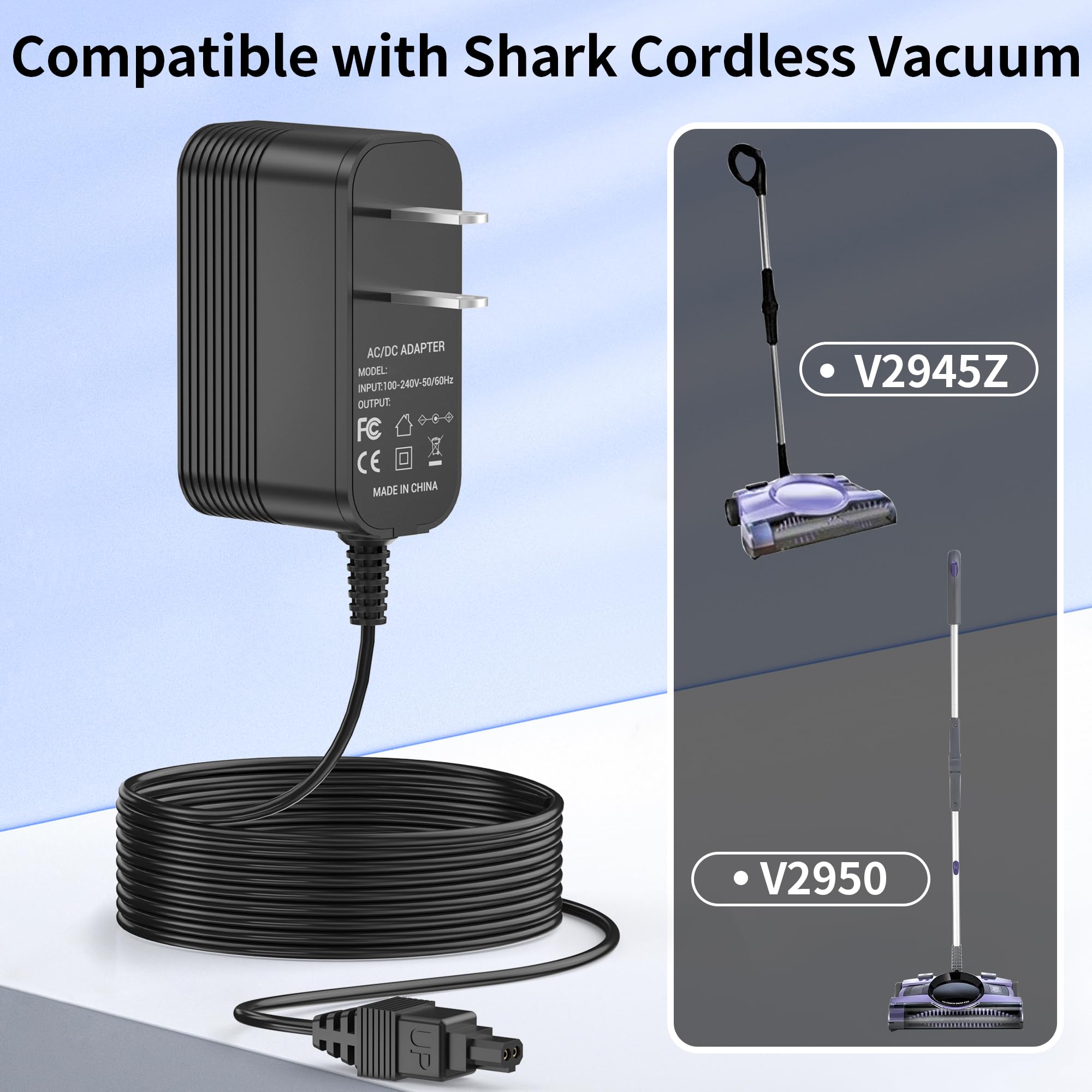 Charger for Shark V2945Z V2950 XA2950 Carpet Sweeper Power Cord Replacement P/N YLS0041-T110025 Vacuum AC/DC Adapter Supply