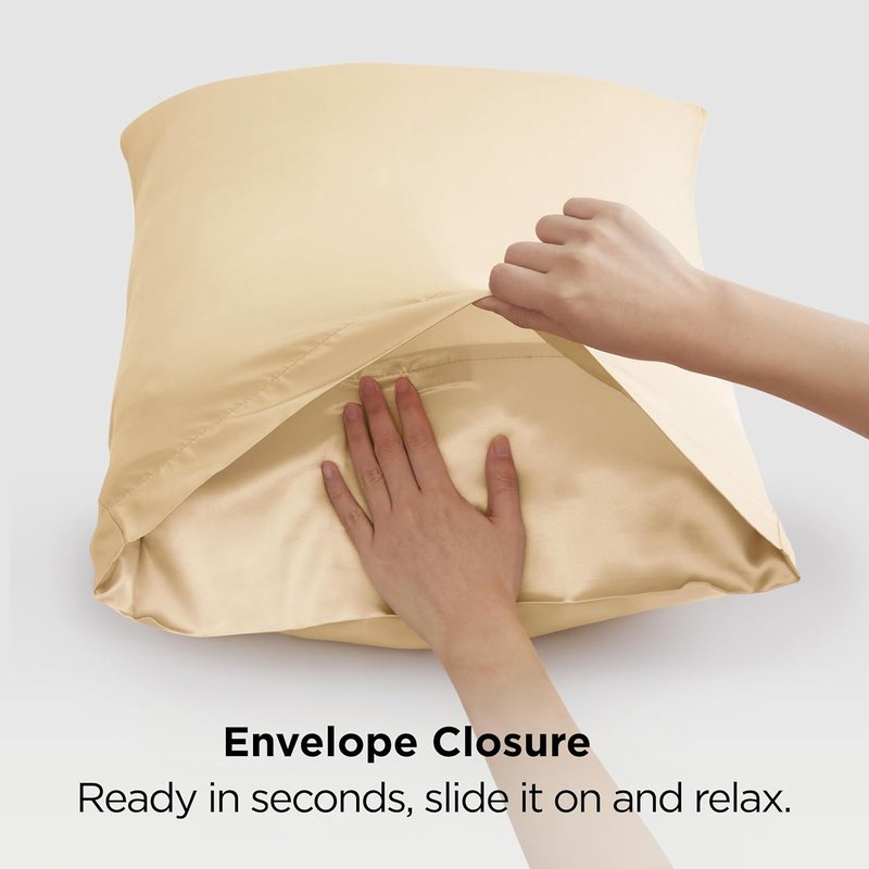 Bedsure King Size Satin Pillowcase Set - Champagne Gold Silky Pillow Cases for Hair & Skin | 20x36 Inches, 2-Pack