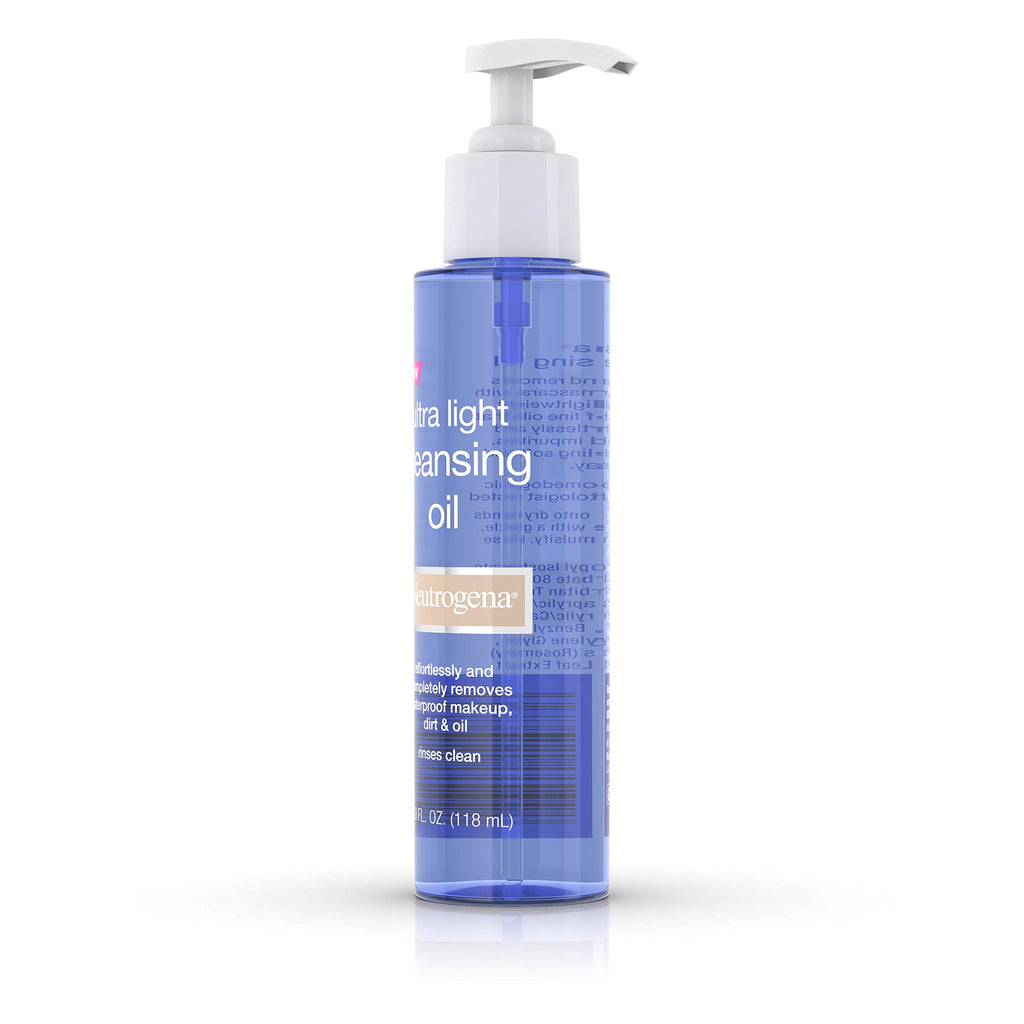 Neutrogena Ultra Light Facial Cleansing Oil & Makeup Remover, Non-Comedogenic Face Oil Cleanser to Remove Dirt, Oil, Makeup & Waterproof Mascara, 4 fl. oz