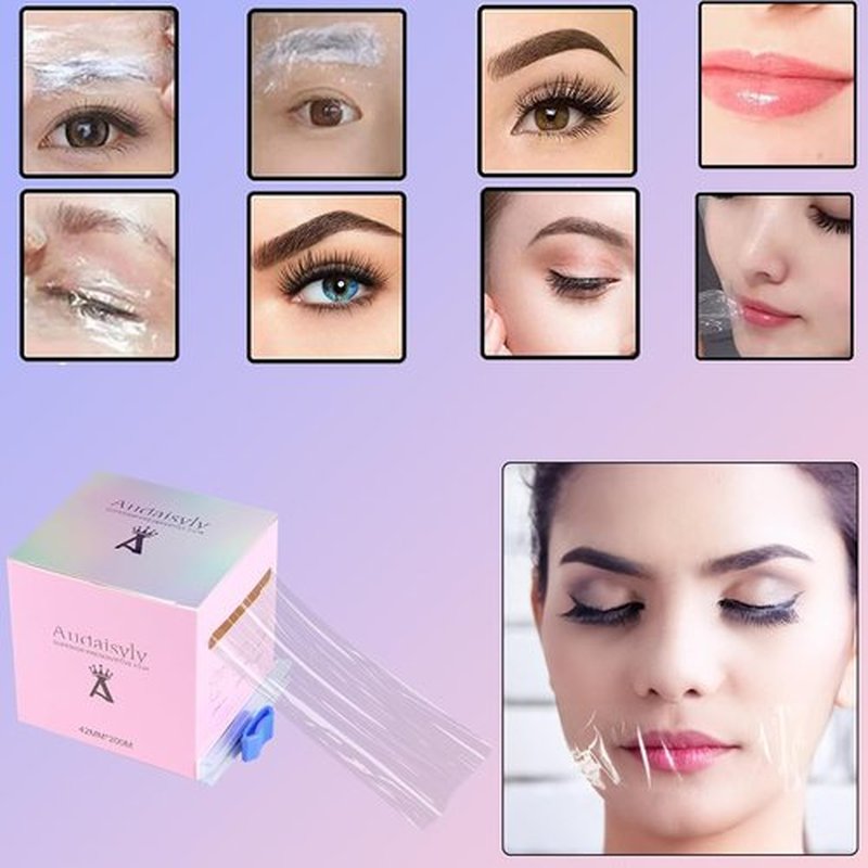 Skiennix Disposable Eyebrow Tattoo Wrap - Premium Transparent Film Roll with Ergonomic Slicer | 2 Boxes for Lip Blush & Eyebrow Lamination