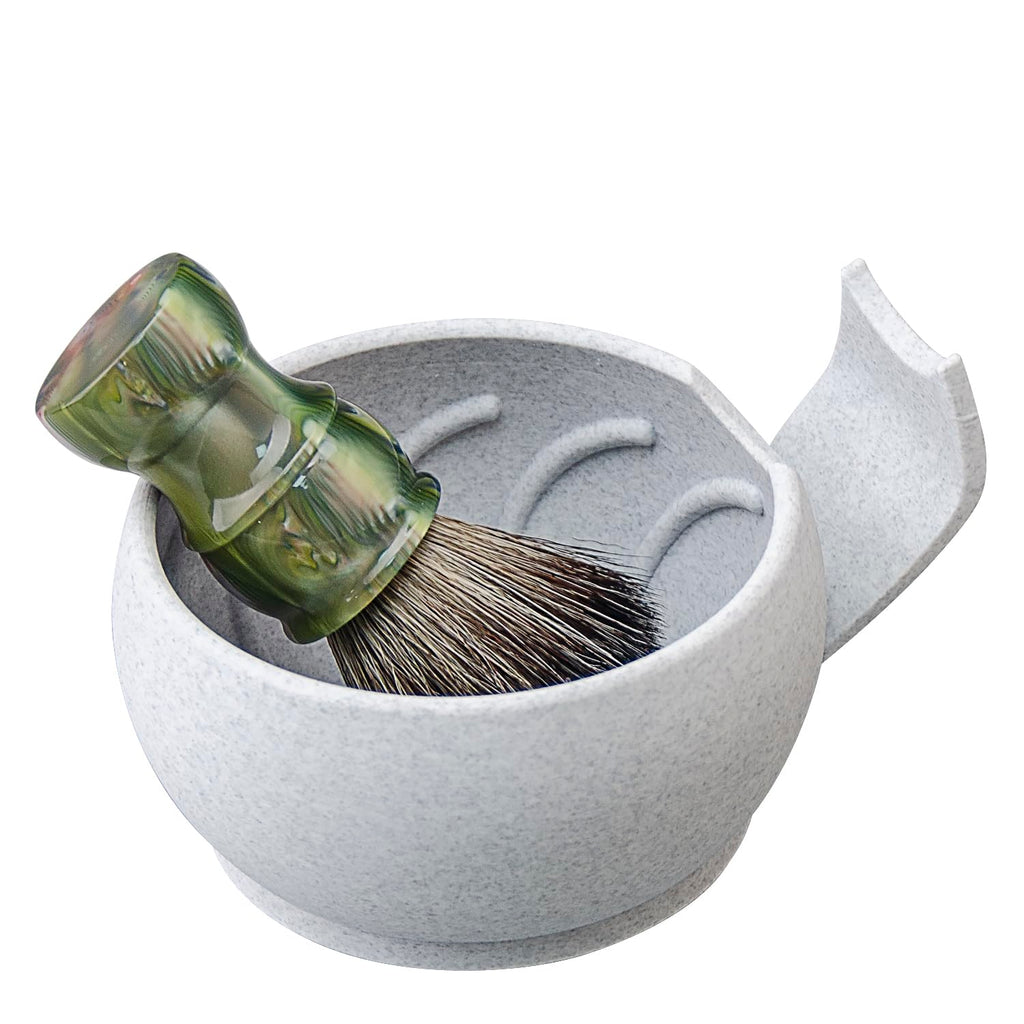 Grandslam Shaving Soap Bowl Kit For Men, Shaving Brush and Bowl, Shaving Bowl with Ridges, Shaving Mug with Brush Stand, Shaving Soap Bowl with Knob Handle, Great for Traveling and Use at Home