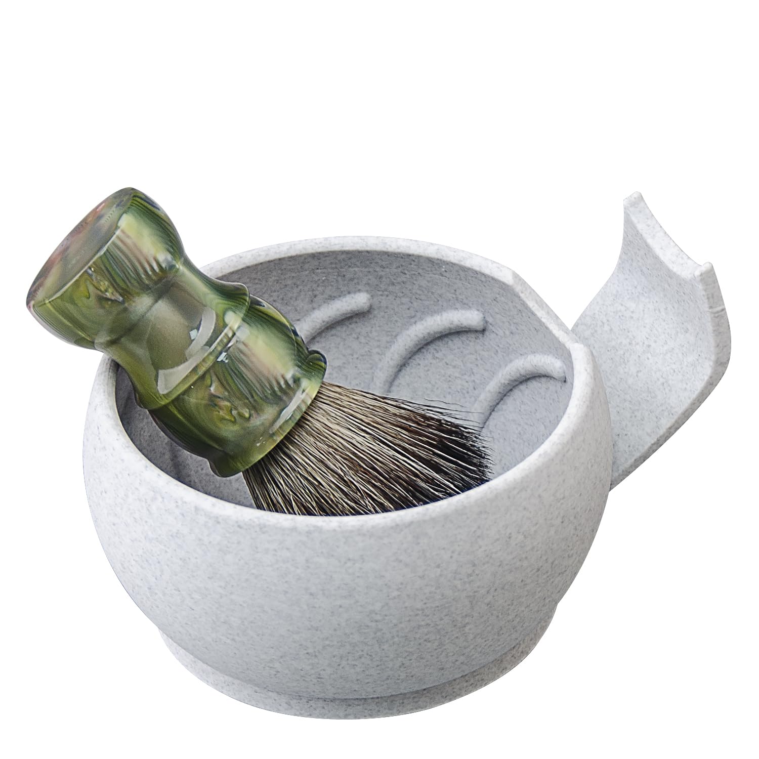 Grandslam Shaving Soap Bowl Kit For Men, Shaving Brush and Bowl, Shaving Bowl with Ridges, Shaving Mug with Brush Stand, Shaving Soap Bowl with Knob Handle, Great for Traveling and Use at Home